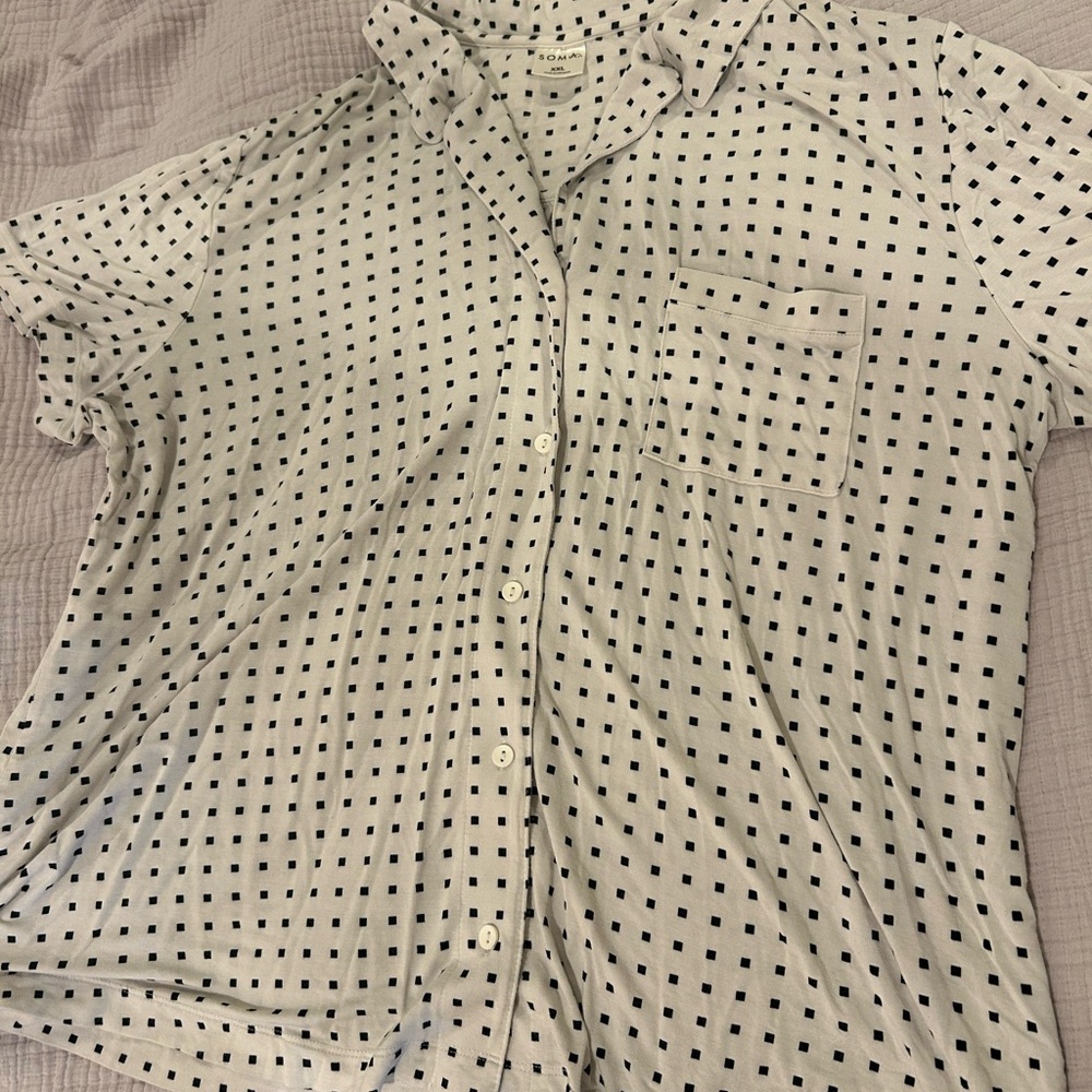 Soma Cream and Black Checkered Blouse